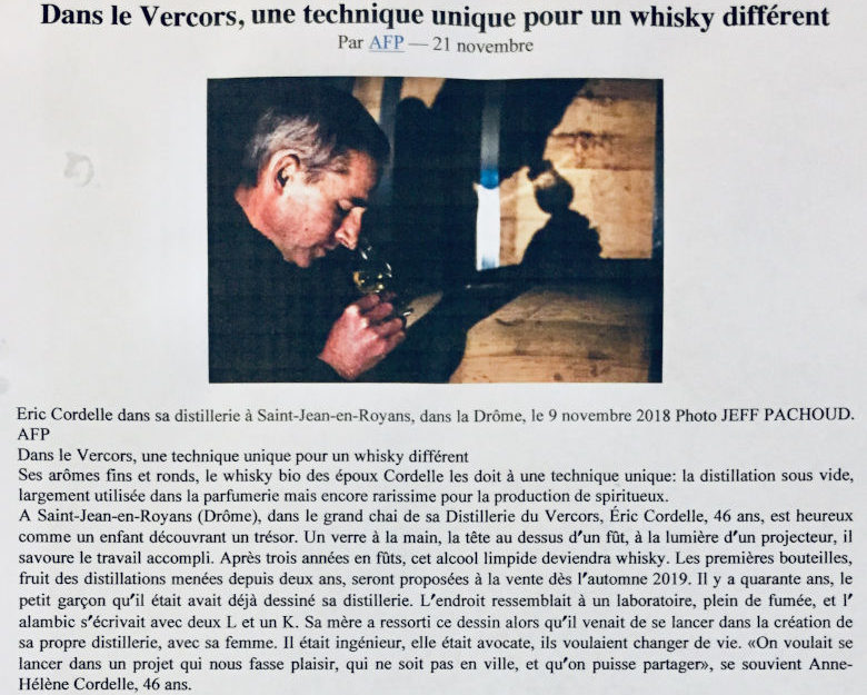 Article du journal Libération sur le whisky séquoia de la Distillerie du Vercors