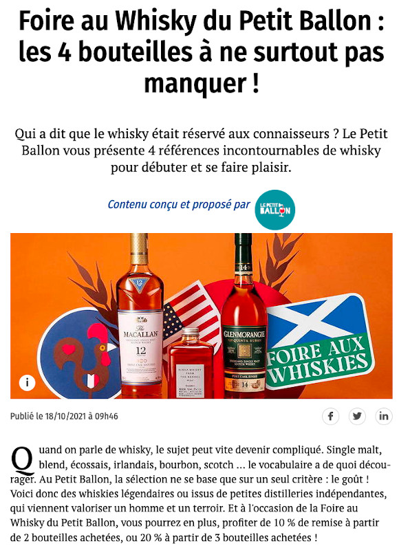 Selection Whisky Par Le Petit Ballon dans Le Point
