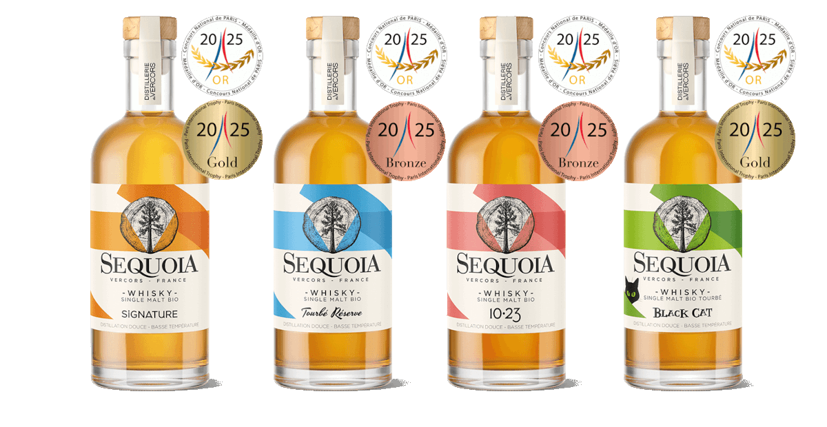 4 cuvées de whisky Séquoia médaillé d'or